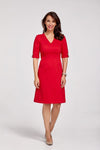 OUTLET piros Luxemburg ruha - V nyakkal, könyökig érő ujjal - EW - Essential Wardrobe